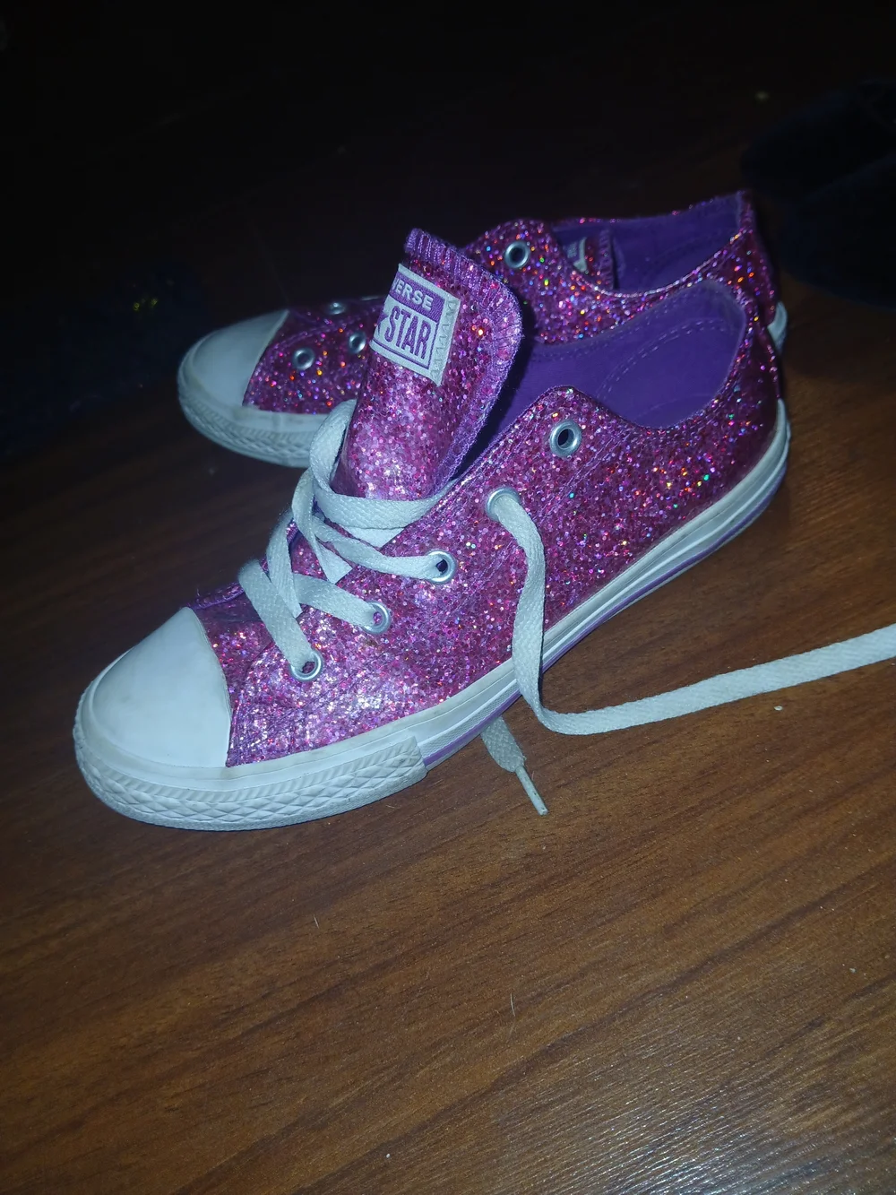 Converse All Star Pink Glitter Low Top Sneakers